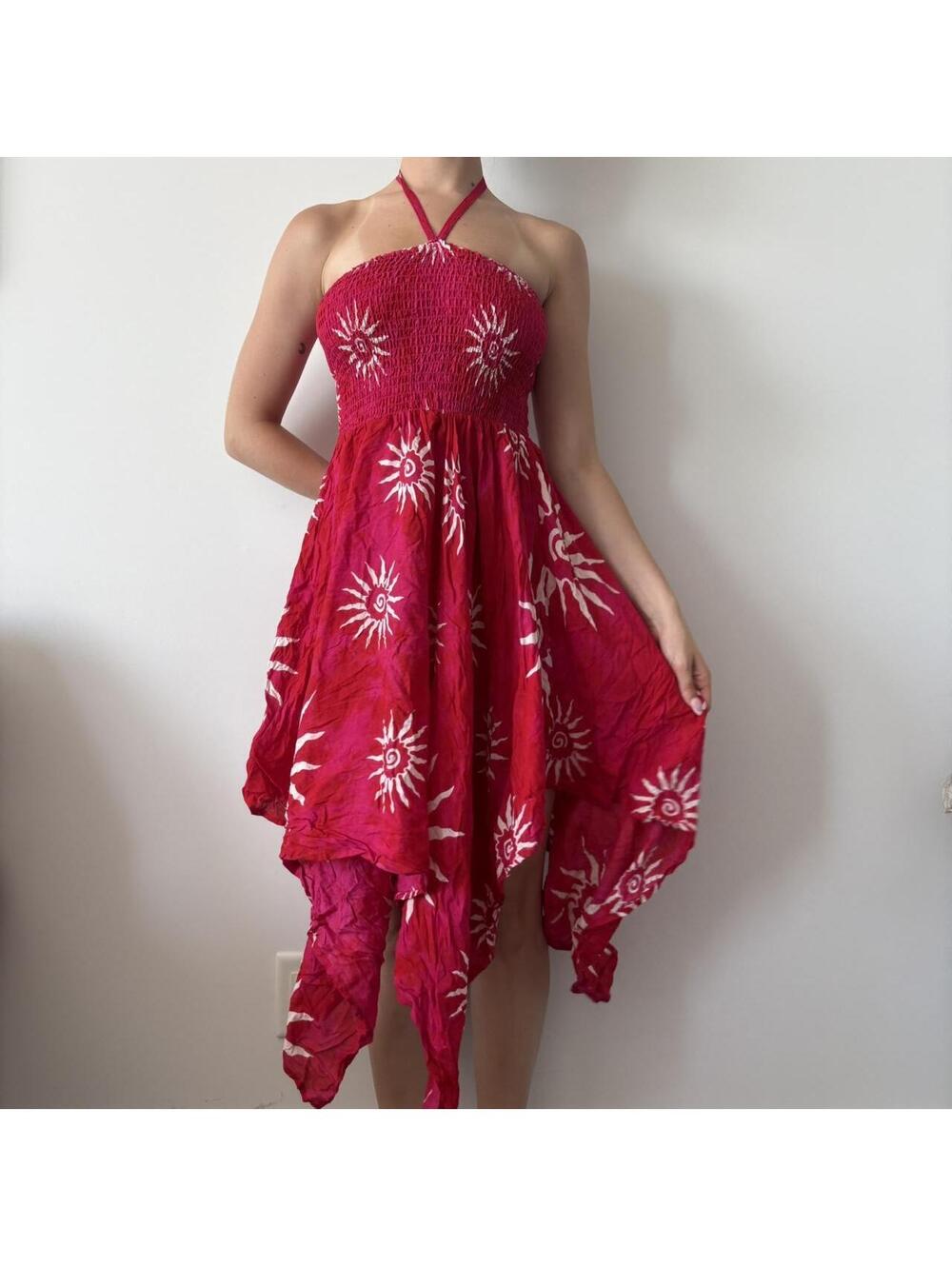 Women's Red and Pink Dress